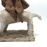 Marvelous Pair of Clay Nudes on Big White Dog (Masonite and Plaster Base)