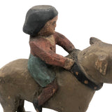 SOLD Girl Riding Giant Dog, Wonderful 19th C. American Folk Art Carving with Polychrome