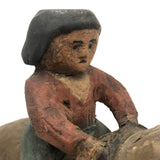 SOLD Girl Riding Giant Dog, Wonderful 19th C. American Folk Art Carving with Polychrome