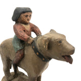 SOLD Girl Riding Giant Dog, Wonderful 19th C. American Folk Art Carving with Polychrome