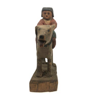 SOLD Girl Riding Giant Dog, Wonderful 19th C. American Folk Art Carving with Polychrome