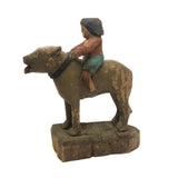 SOLD Girl Riding Giant Dog, Wonderful 19th C. American Folk Art Carving with Polychrome