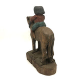 SOLD Girl Riding Giant Dog, Wonderful 19th C. American Folk Art Carving with Polychrome