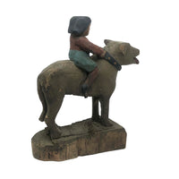 SOLD Girl Riding Giant Dog, Wonderful 19th C. American Folk Art Carving with Polychrome