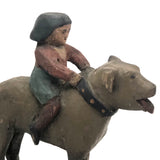 SOLD Girl Riding Giant Dog, Wonderful 19th C. American Folk Art Carving with Polychrome