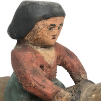 SOLD Girl Riding Giant Dog, Wonderful 19th C. American Folk Art Carving with Polychrome