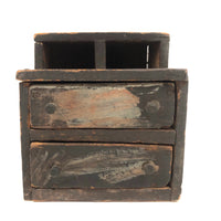 19th C. Blue-Gray Painted Pine Chest with Square Iron Nails, As Found