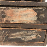 19th C. Blue-Gray Painted Pine Chest with Square Iron Nails, As Found