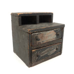 19th C. Blue-Gray Painted Pine Chest with Square Iron Nails, As Found