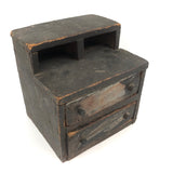 19th C. Blue-Gray Painted Pine Chest with Square Iron Nails, As Found