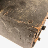 19th C. Blue-Gray Painted Pine Chest with Square Iron Nails, As Found