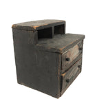 19th C. Blue-Gray Painted Pine Chest with Square Iron Nails, As Found