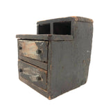 19th C. Blue-Gray Painted Pine Chest with Square Iron Nails, As Found