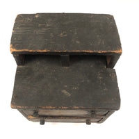 19th C. Blue-Gray Painted Pine Chest with Square Iron Nails, As Found