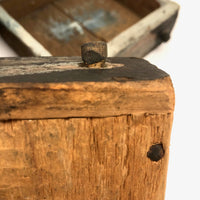 19th C. Blue-Gray Painted Pine Chest with Square Iron Nails, As Found