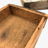 19th C. Blue-Gray Painted Pine Chest with Square Iron Nails, As Found