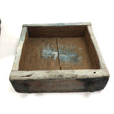 19th C. Blue-Gray Painted Pine Chest with Square Iron Nails, As Found