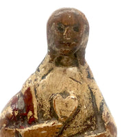 Virgin Mary with Immaculate Heart, c. 17th Century Spanish Folk Art Carving