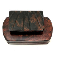 Painterly Pair of c. Early 19th Century Hinged, Lacquered Snuff Boxes