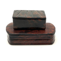 Painterly Pair of c. Early 19th Century Hinged, Lacquered Snuff Boxes