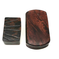 Painterly Pair of c. Early 19th Century Hinged, Lacquered Snuff Boxes