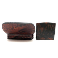 Painterly Pair of c. Early 19th Century Hinged, Lacquered Snuff Boxes