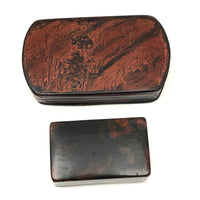 Painterly Pair of c. Early 19th Century Hinged, Lacquered Snuff Boxes