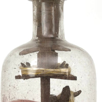 19th Century Folk Art Yarn Winder Whimsy in Blown Glass Bottle