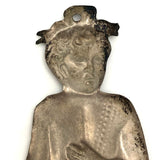 Much Patinated Antique Silver Foil Italian Milagro / Ex Voto, Child Figure