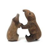 Homely Sweet Pair of Worn Wooden Animals