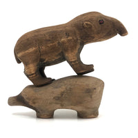 Homely Sweet Pair of Worn Wooden Animals