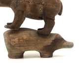 Homely Sweet Pair of Worn Wooden Animals