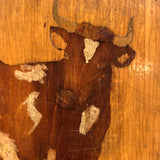 SOLD Great Old Varnished Cow Painting on Wood Panel