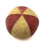 Antique Well Loved Red and Yellow Oil Cloth Carnival / Juggling Ball