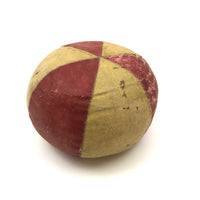 Antique Well Loved Red and Yellow Oil Cloth Carnival / Juggling Ball