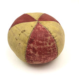 Antique Well Loved Red and Yellow Oil Cloth Carnival / Juggling Ball