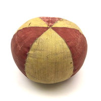 Antique Well Loved Red and Yellow Oil Cloth Carnival / Juggling Ball