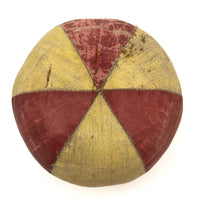 Antique Well Loved Red and Yellow Oil Cloth Carnival / Juggling Ball