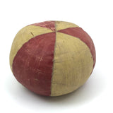 Antique Well Loved Red and Yellow Oil Cloth Carnival / Juggling Ball