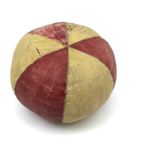 Antique Well Loved Red and Yellow Oil Cloth Carnival / Juggling Ball