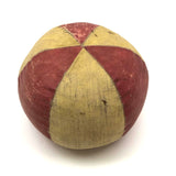 Antique Well Loved Red and Yellow Oil Cloth Carnival / Juggling Ball