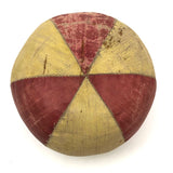 Antique Well Loved Red and Yellow Oil Cloth Carnival / Juggling Ball