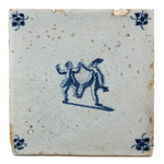 Forever Shaking, c. 18th Century Delftware Tile with Perfectly Smeared Hand-painted Dancing Couple