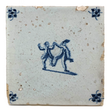 Forever Shaking, c. 18th Century Delftware Tile with Perfectly Smeared Hand-painted Dancing Couple