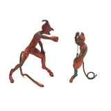 Pair of c. Old Lead Devils in Original Red Paint