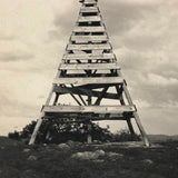 Clinging to the Top, Old Snapshot Photo of Tower Climber