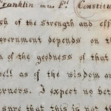 Excerpt of Franklin's Remarks at 1787 Constitutional Convention, Poignant 19th C. Penmanship Exercise