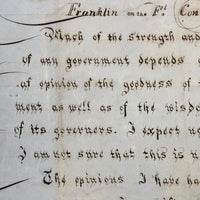 Excerpt of Franklin's Remarks at 1787 Constitutional Convention, Poignant 19th C. Penmanship Exercise