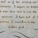 Excerpt of Franklin's Remarks at 1787 Constitutional Convention, Poignant 19th C. Penmanship Exercise