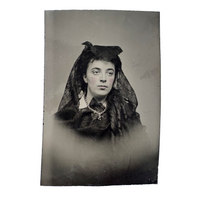 Woman in Mourning Dress, Hand-tinted Tintype, c. 1860s